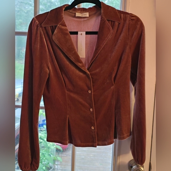 NWT Sophie Rue Leather Red Velvet Blazer Jacket – Size XS - Picture 2 of 11